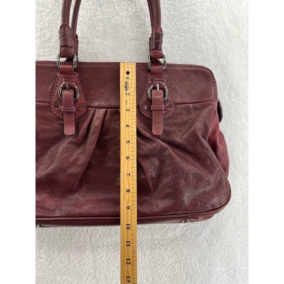 Antonio Melani Womens Satchel Handbag Brown Magnetic Phone Pockets Buckle L - Picture 7 of 9
